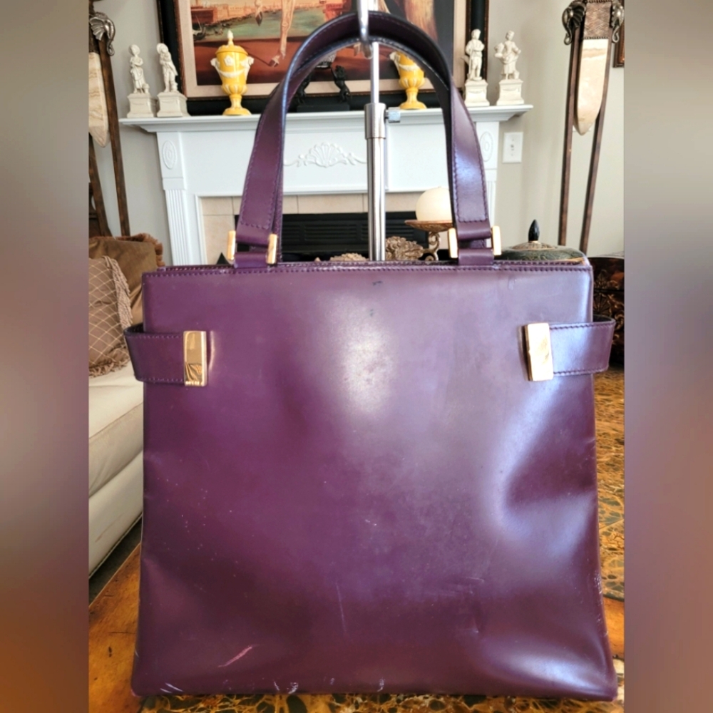GUCCI Elegant Purple Leather Tote Bag Rehab - Picture 1 of 10